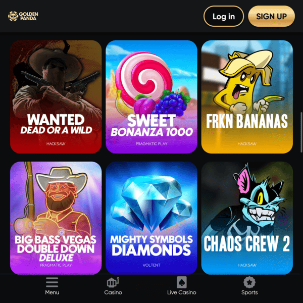 Expérience Mobile Golden Panda Casino