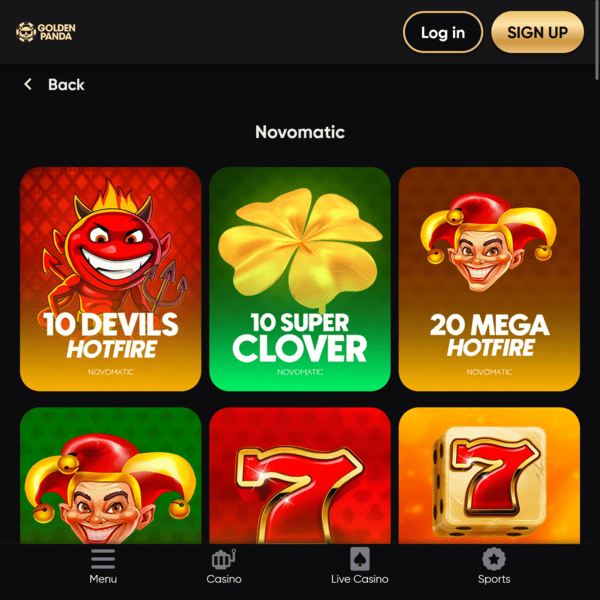 Jeux de Table Mobiles Golden Panda Casino